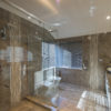 brown tiled bathroom